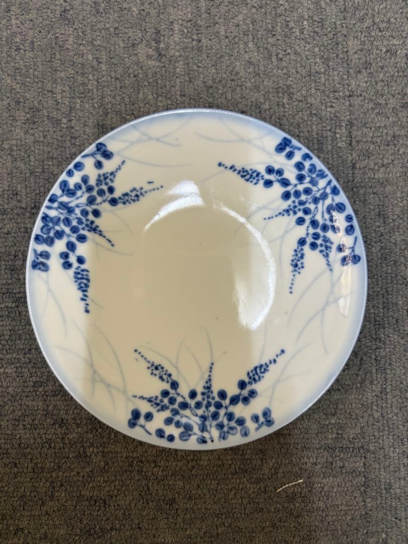 青い花柄の平皿　10皿セット
