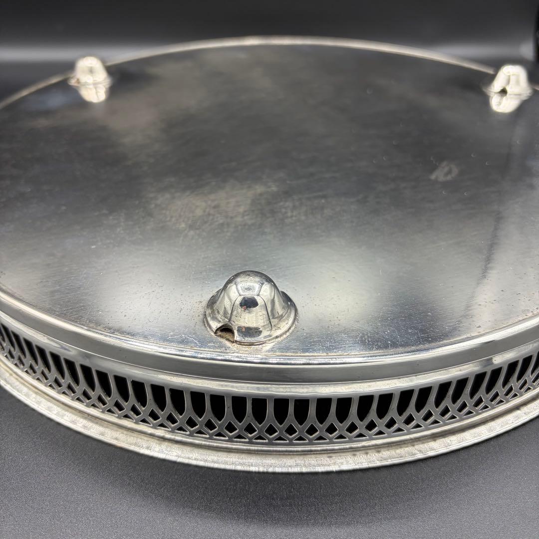 ＜英国ビンテージ＞シェフィールド　シルバートレイ　サルヴァ　銀盆　ラウンド　C