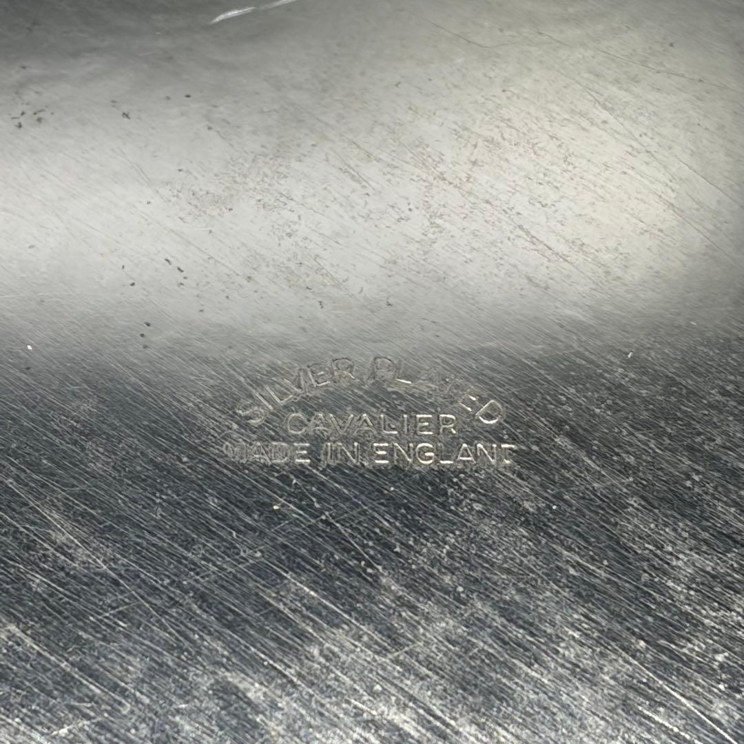 ＜英国ビンテージ＞シェフィールド　シルバートレイ　サルヴァ　銀盆　ラウンド　C