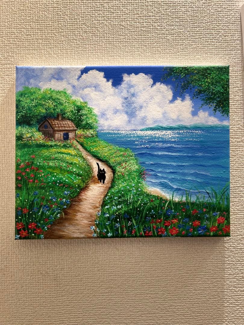 風景画 アクリル絵画　行ってきまぁ〜す
