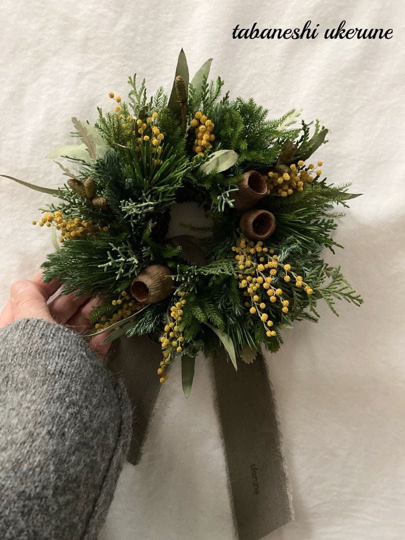 イタリア産ミモザ　幸せを運ぶ黄色いお花　ミモザ　リース　スワッグ　ドライフラワー