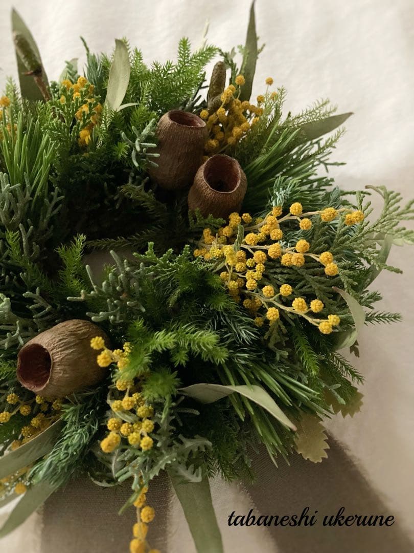 イタリア産ミモザ　幸せを運ぶ黄色いお花　ミモザ　リース　スワッグ　ドライフラワー