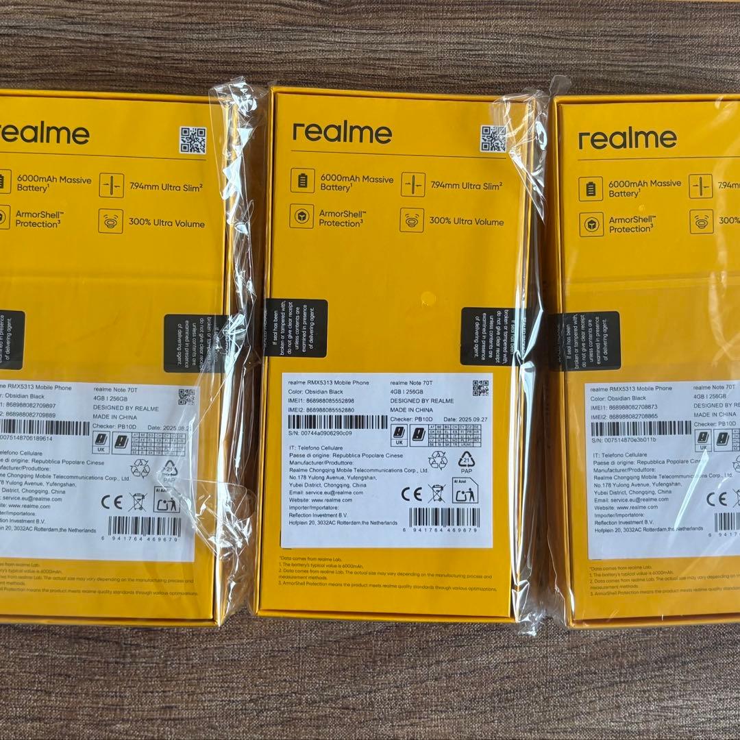 新品未開封 Note 70T Black realme 4GB/256GB