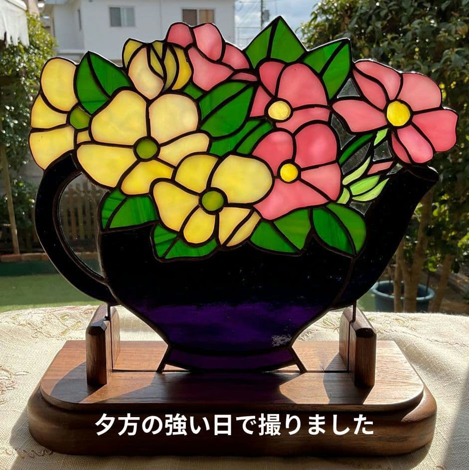 ステンドグラスパネル　ミニバラ