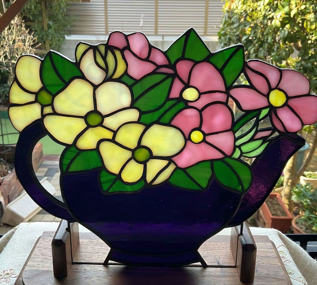 ステンドグラスパネル　ミニバラ