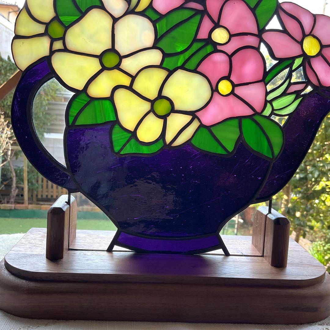 ステンドグラスパネル　ミニバラ