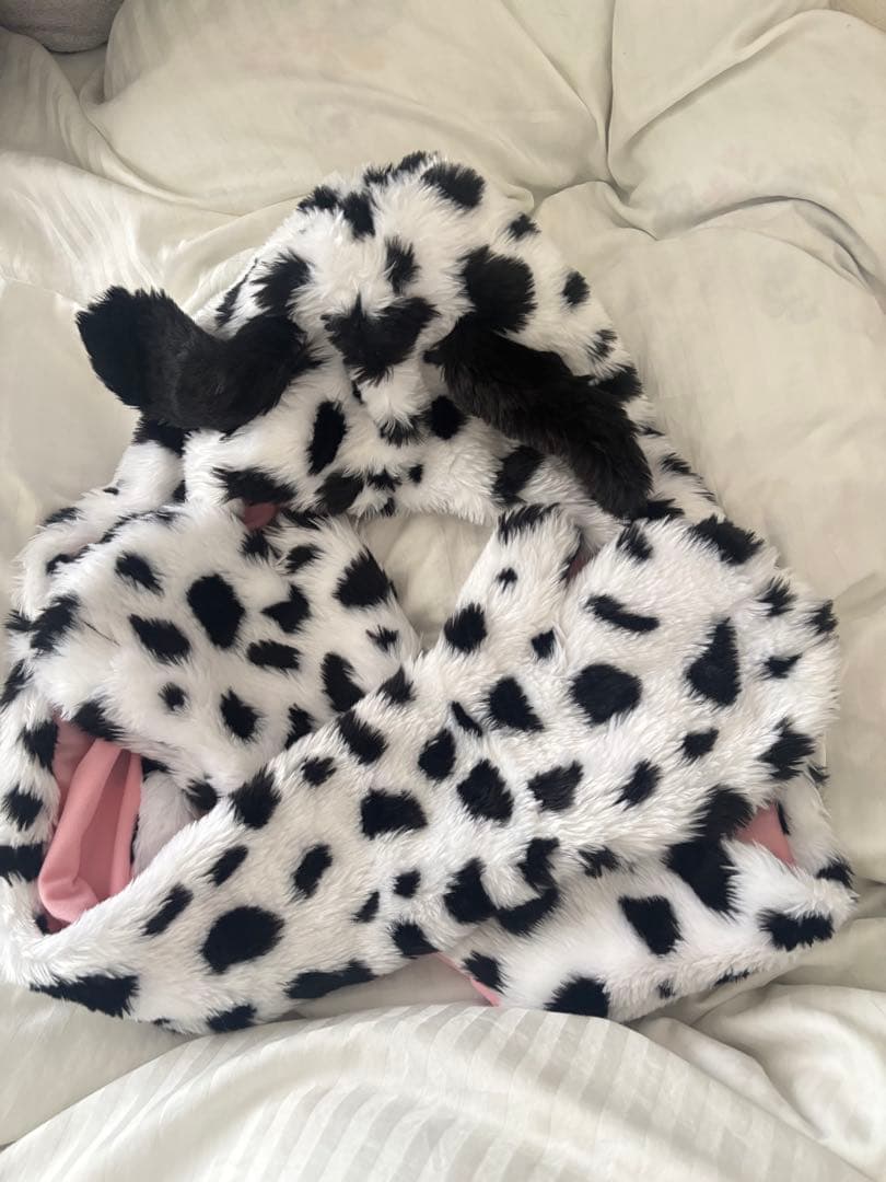 ダルメシアン柄 耳付き帽子