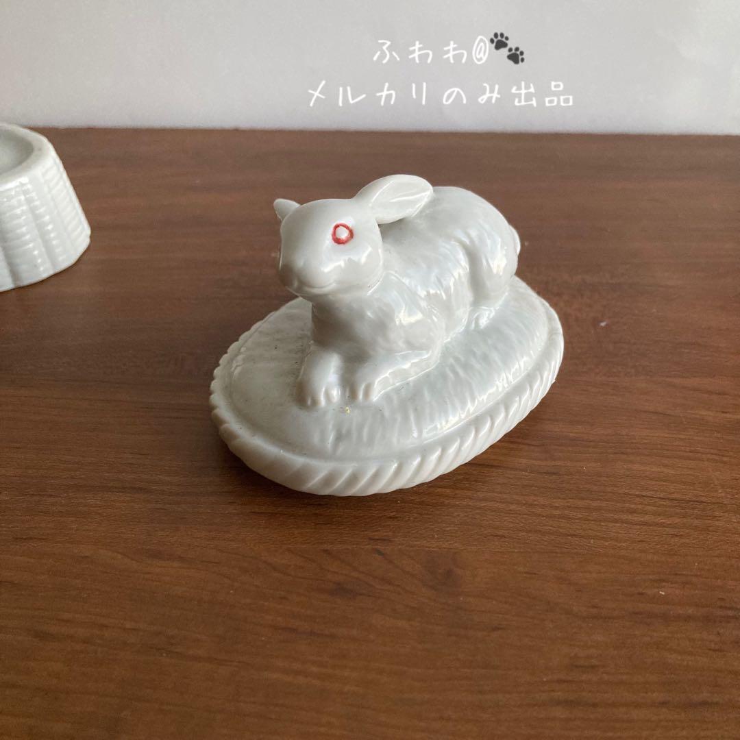白い兎小物入れ　置物　オルネドフォイユやヘレンド、フィギュリンやリヤドロ好きに