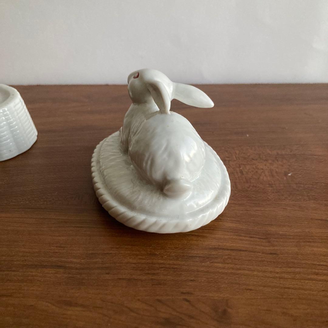 白い兎小物入れ　置物　オルネドフォイユやヘレンド、フィギュリンやリヤドロ好きに