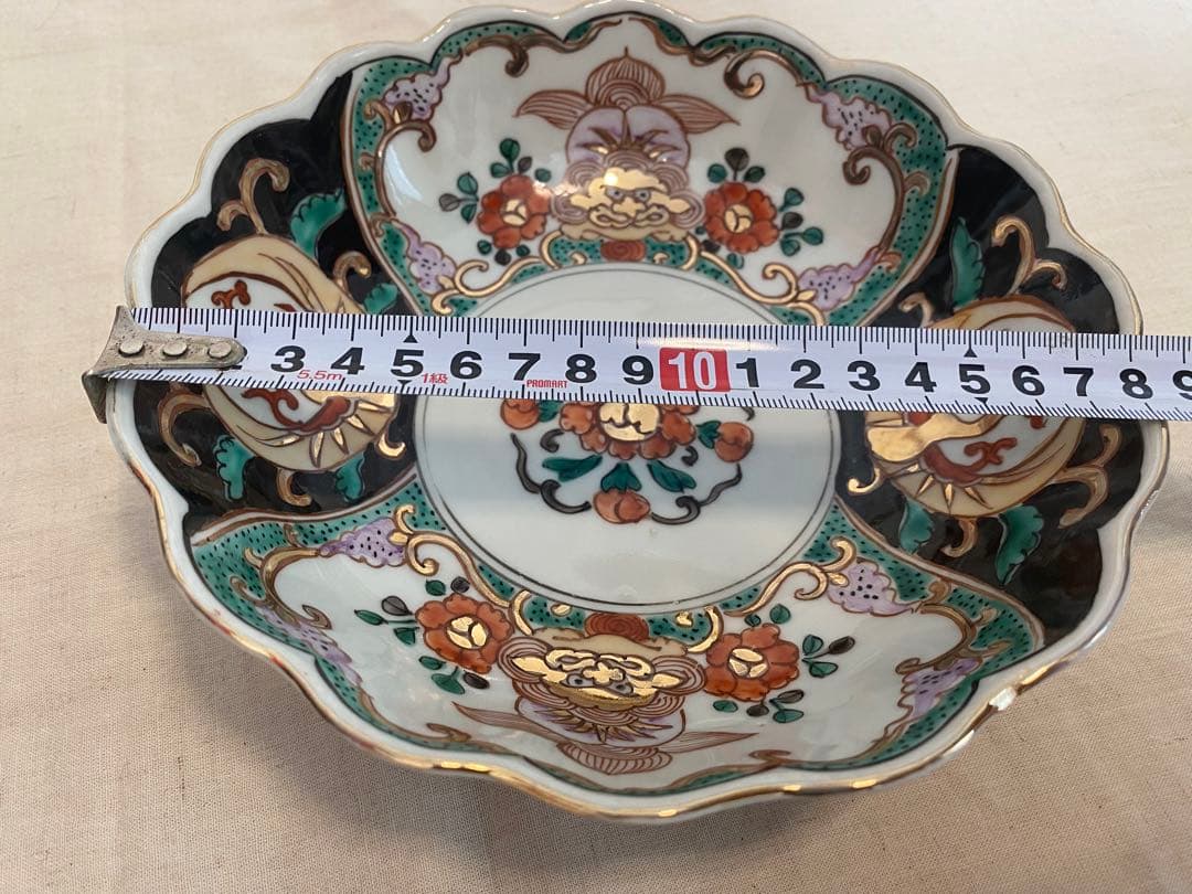 古伊万里　伊万里　色絵　金襴手　明治　なます皿　大丼　獅子、花の図　3客