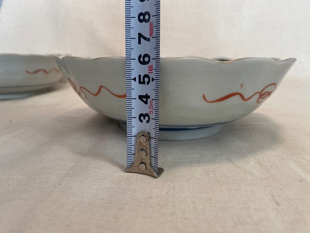 古伊万里　伊万里　色絵　金襴手　明治　なます皿　大丼　獅子、花の図　3客