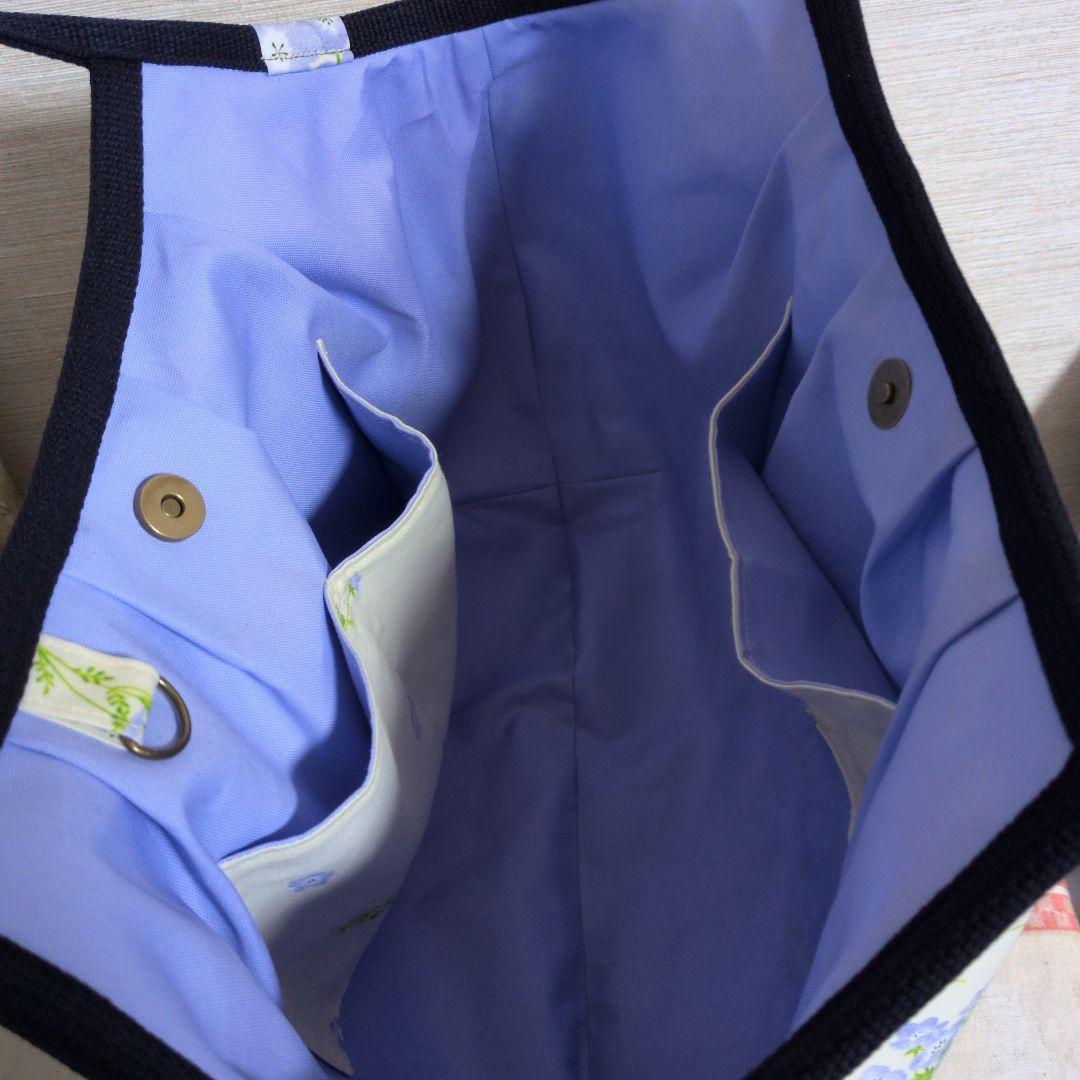 かず様　お花刺繍柄　LＬサイズ 　グラニーバッグ　ハンドメイド