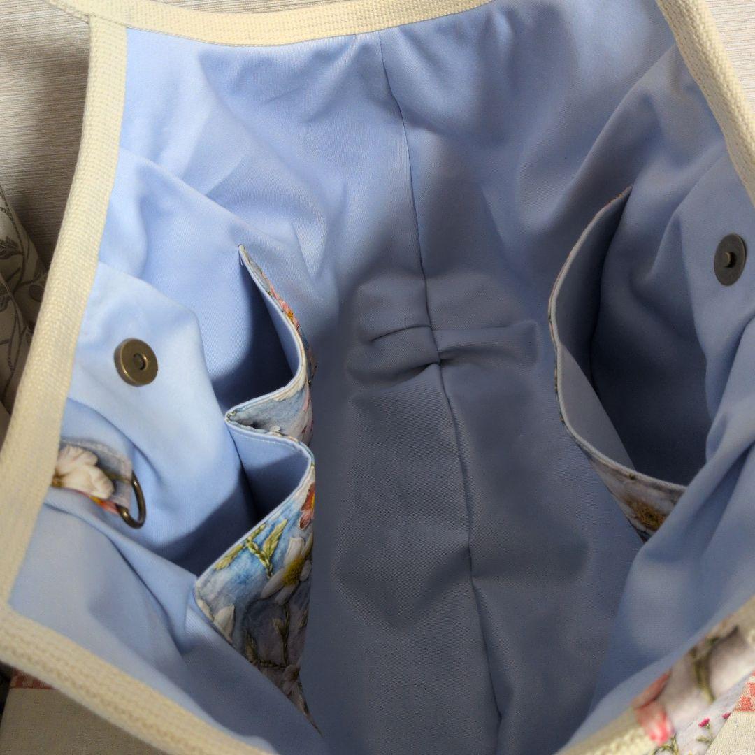 かず様　お花刺繍柄　LＬサイズ 　グラニーバッグ　ハンドメイド