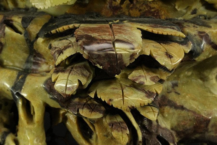 中国美術 青田石雕 刻葡萄木 置物 寿山石 鑑賞石(ZE874)