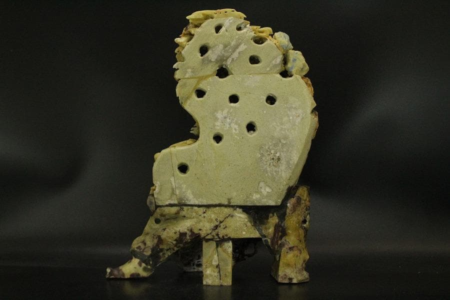 中国美術 青田石雕 刻葡萄木 置物 寿山石 鑑賞石(ZE874)