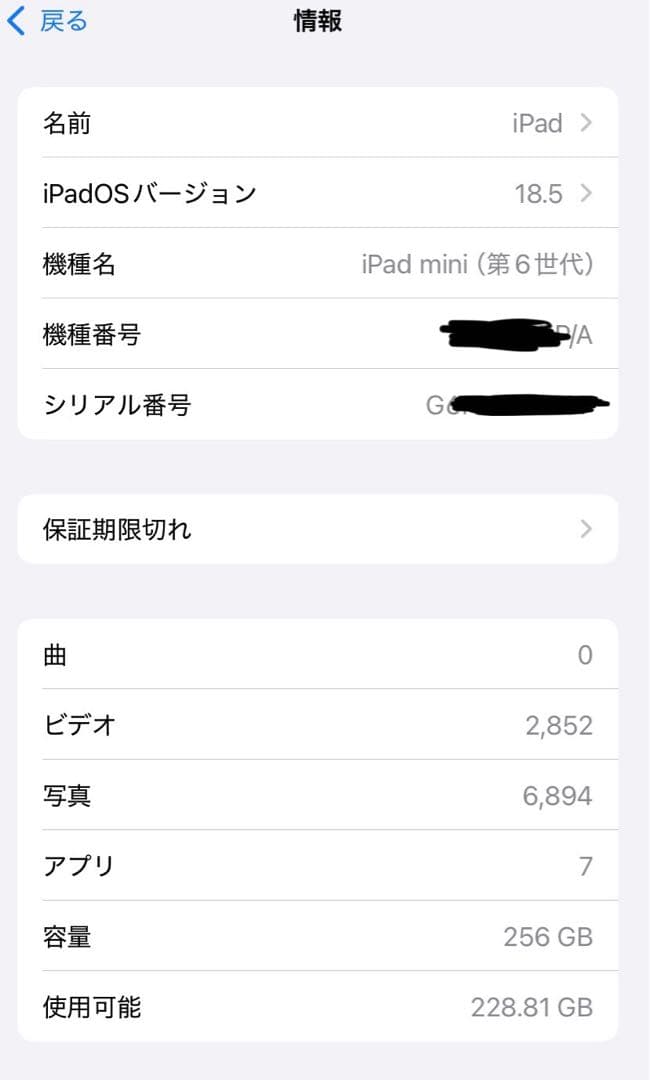 【中古】I pad mini(第6世代) 256GB