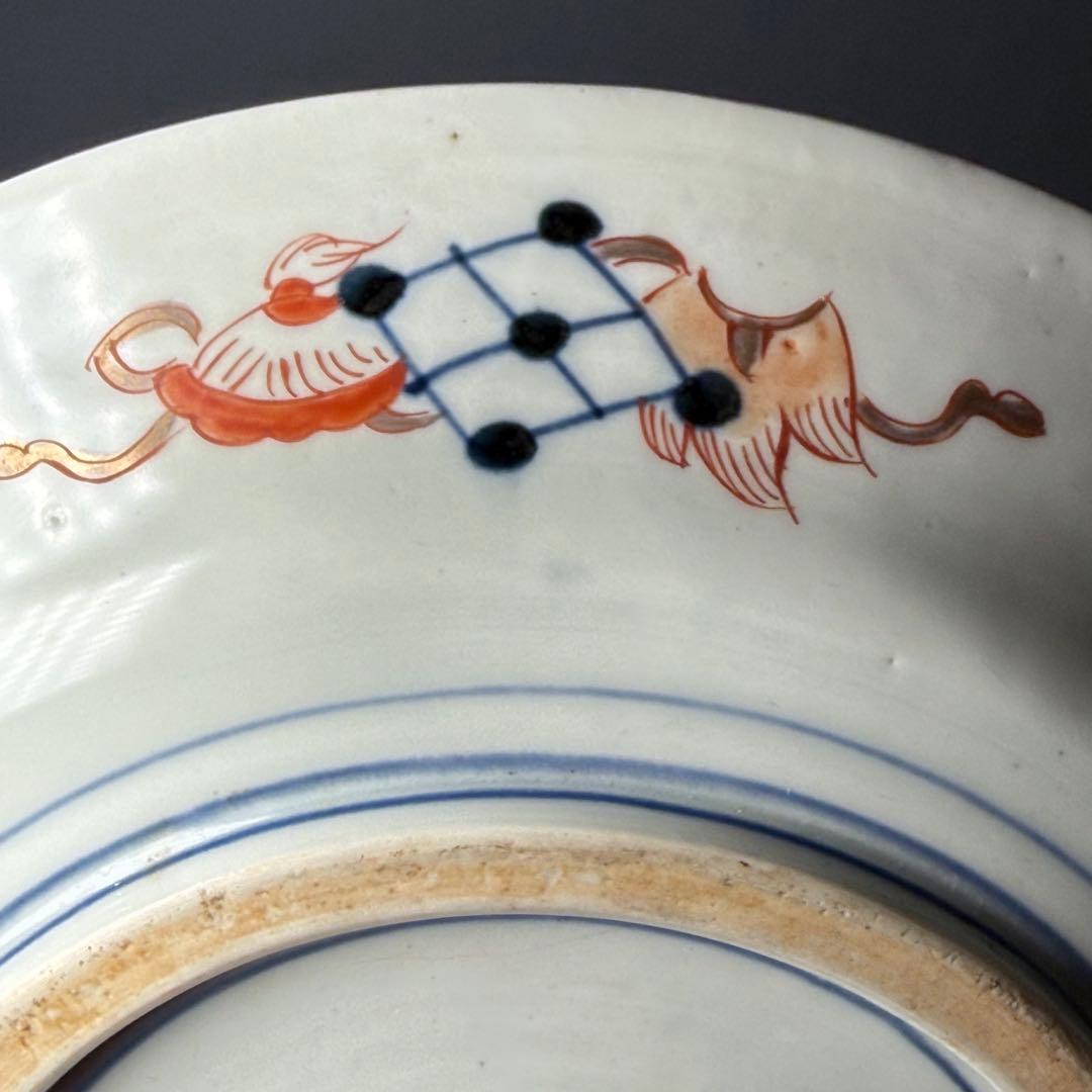 幕末〜明治　古伊万里　色絵鳳凰図八寸皿　直径約25cm　緻密な絵付け　裏文様有