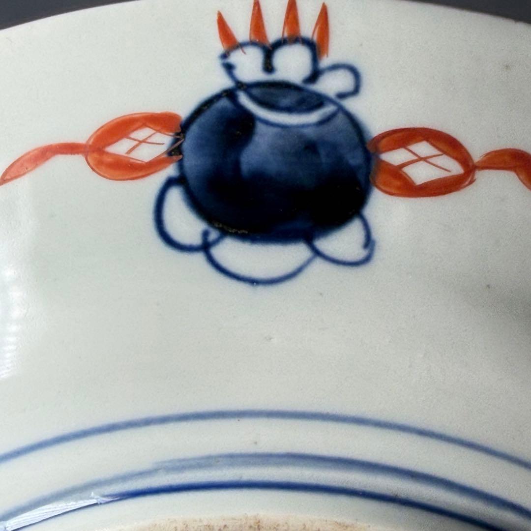 幕末〜明治　古伊万里　色絵鳳凰図八寸皿　直径約25cm　緻密な絵付け　裏文様有