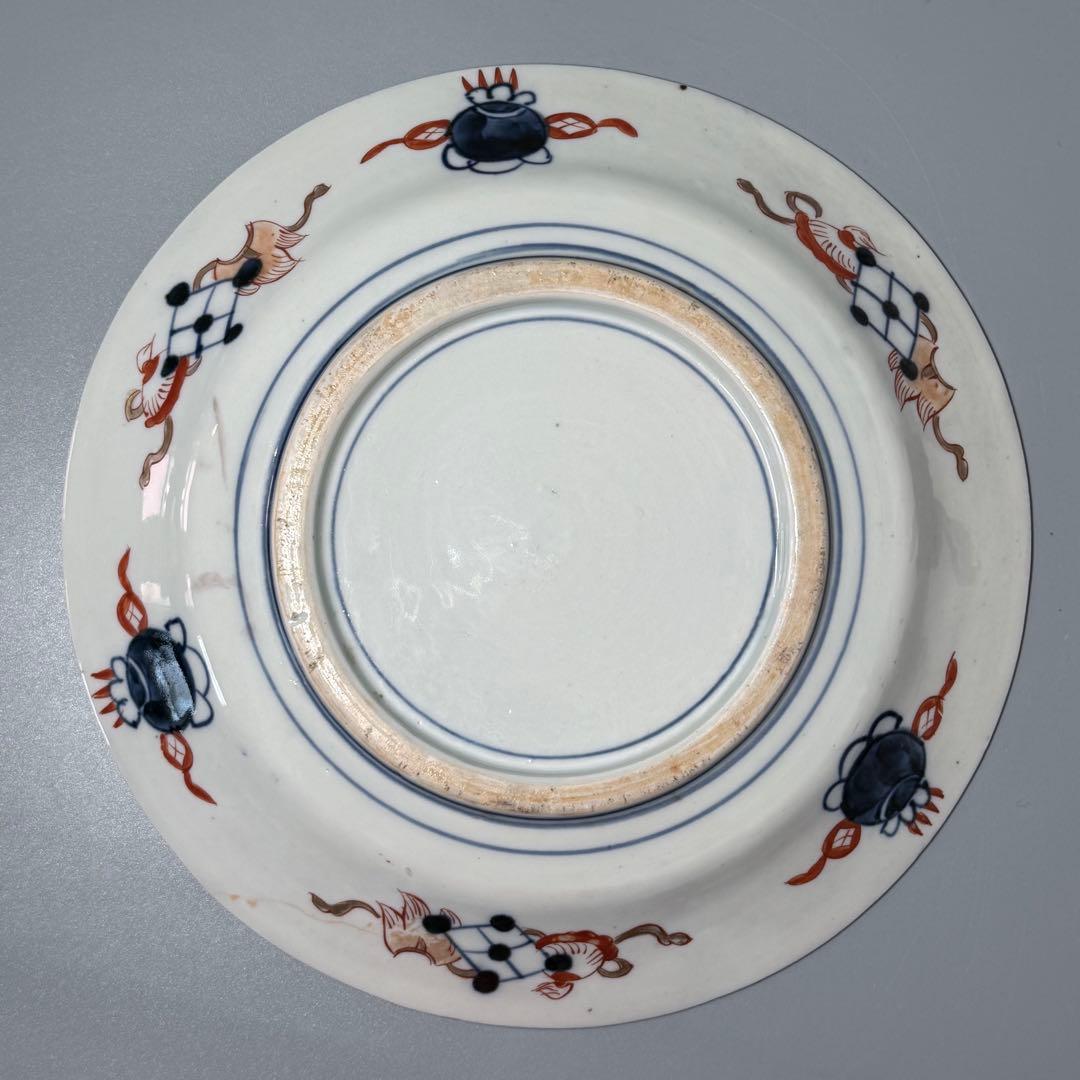 幕末〜明治　古伊万里　色絵鳳凰図八寸皿　直径約25cm　緻密な絵付け　裏文様有