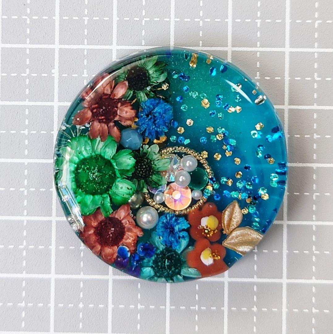 レジン　猫　ドライフラワー　ヘアゴム　ブローチ　ポニーフック　No.496