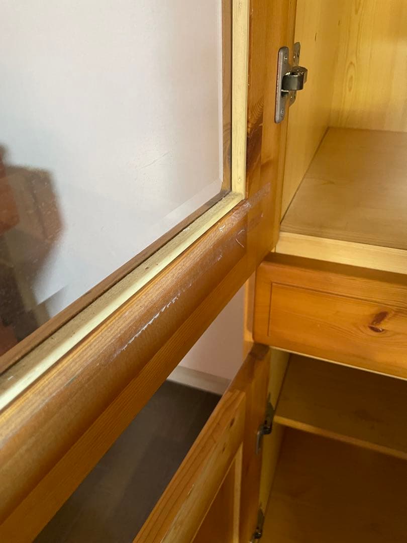 LEGNATEC 木製 ガラス扉 キャビネット 食器棚 カントリー調