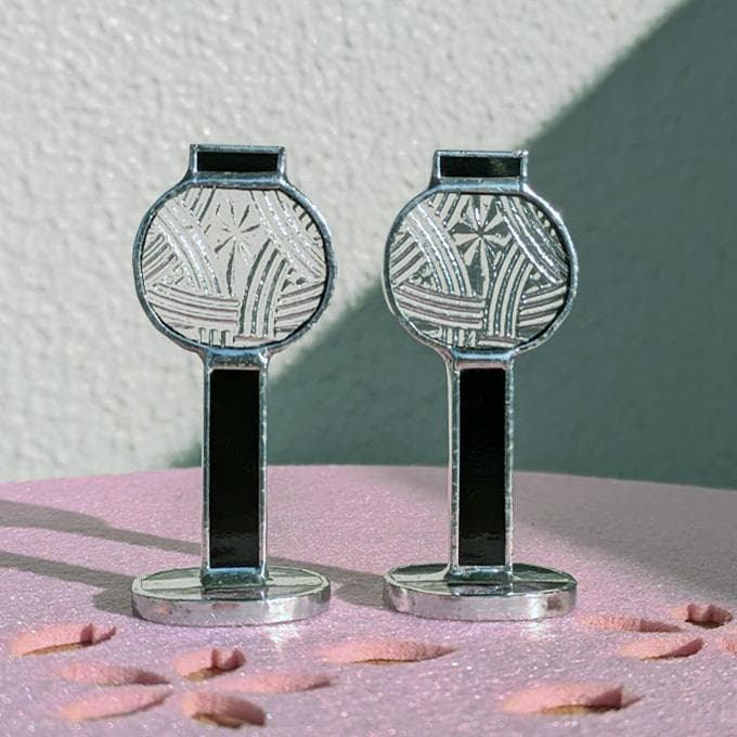 ステンドグラス　お雛様とぼんぼり