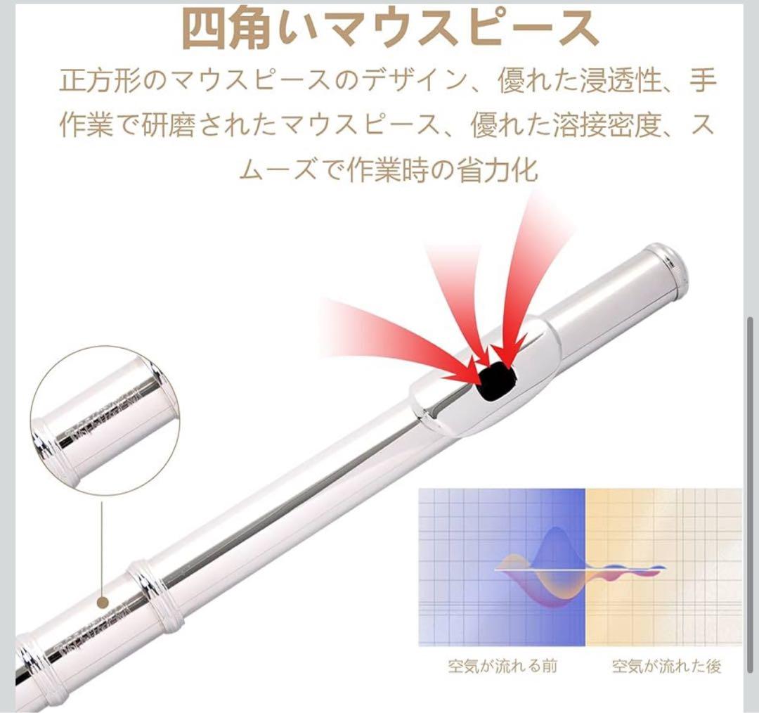 フルート 16穴 木管楽器 Cキー 初心者セット Eメカ付き