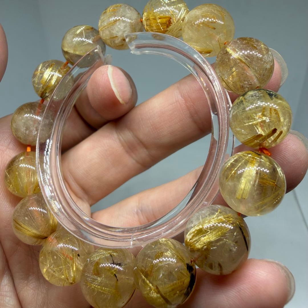 □189 6534z ブレスレット ゴールド　タイチン ルチル　クォーツ　金運□