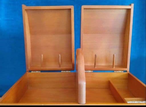 木製裁縫箱　小物入れ　昭和レトロ　ソーイングBOX　薔薇モチーフ　アンティーク