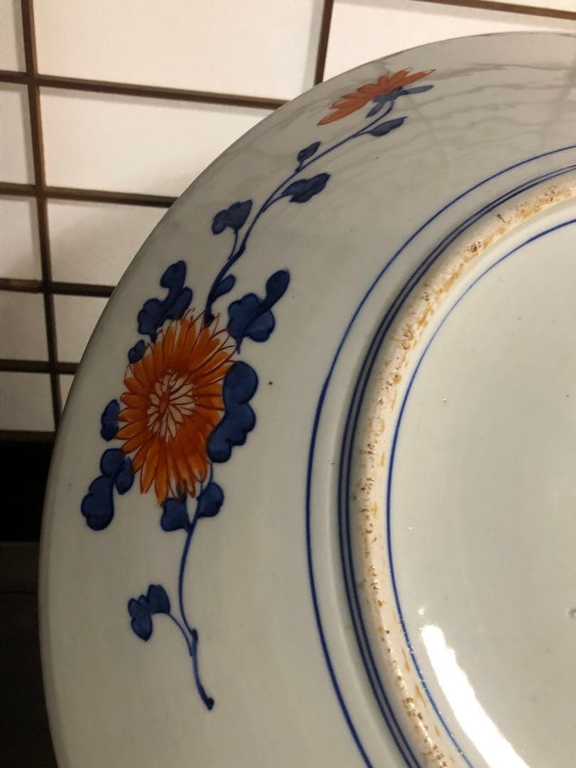 古伊万里染錦花篭手大皿直径約47㎝