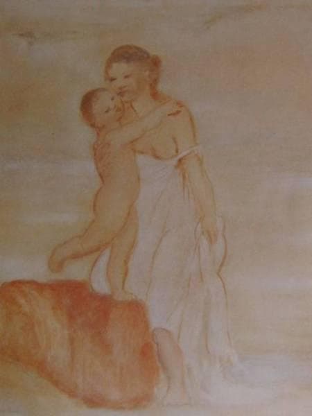パブロ・ピカソ、女と裸の子供、希少な画集より、新品高級額装付、状態良好