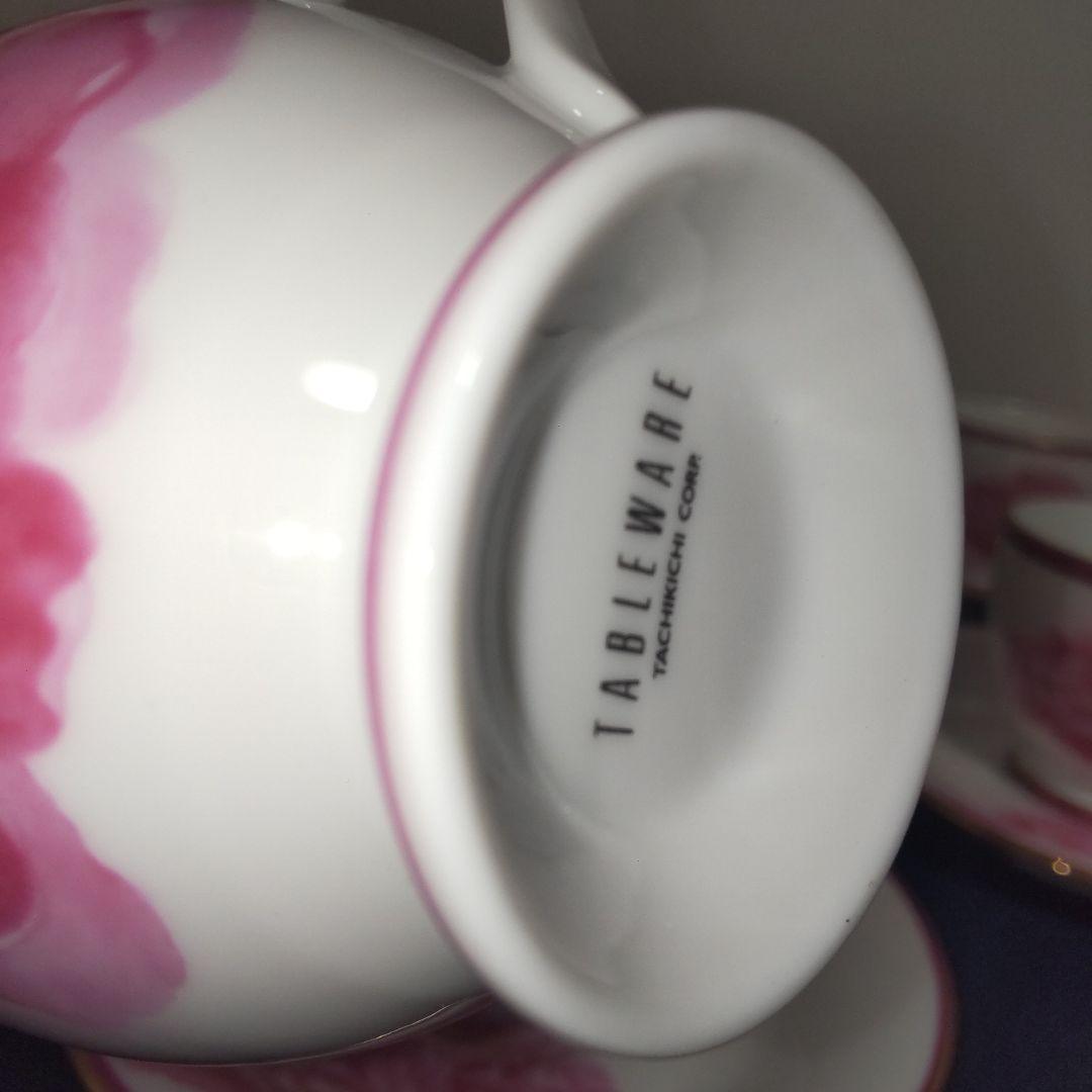 たち吉 テーブルウェア ケーキ皿 カップ&ソーサー 5客 食器セット フラワー