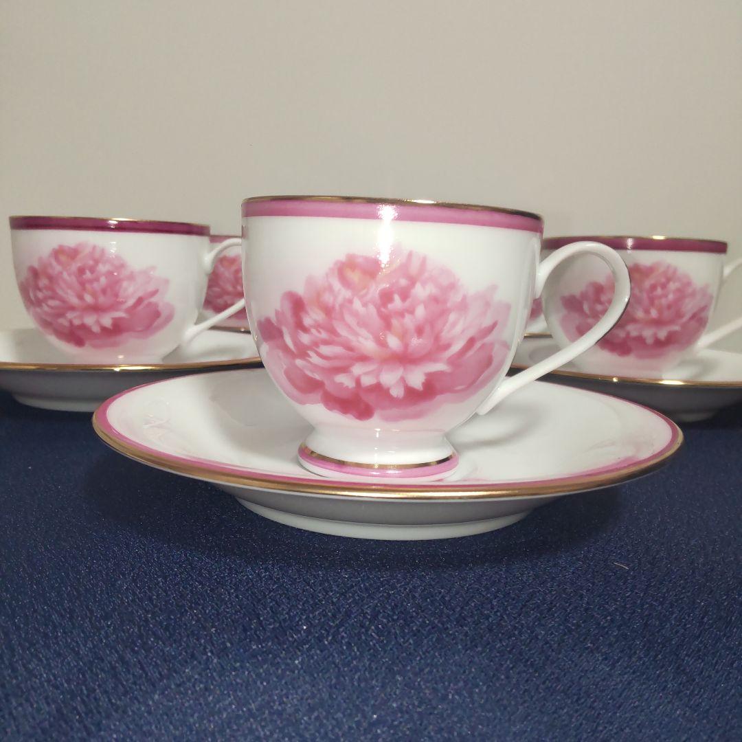 たち吉 テーブルウェア ケーキ皿 カップ&ソーサー 5客 食器セット フラワー