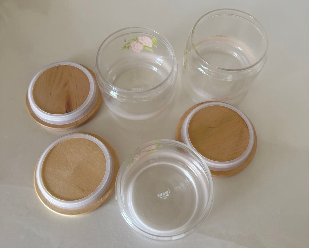 イマンダイアナガラス木ぶたキャニスター３個セット