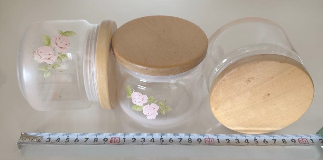 イマンダイアナガラス木ぶたキャニスター３個セット