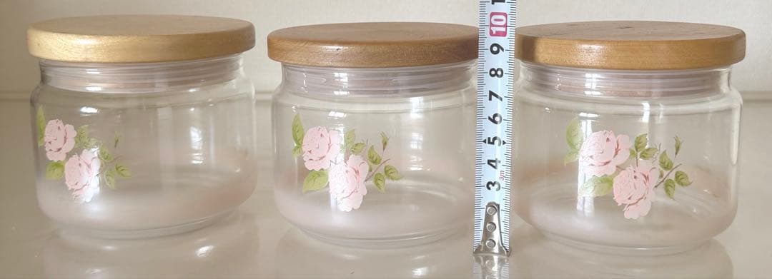 イマンダイアナガラス木ぶたキャニスター３個セット