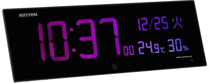 リズム　掛け時計　電波　時計　デジタル　温度　湿度　8rz184sr02