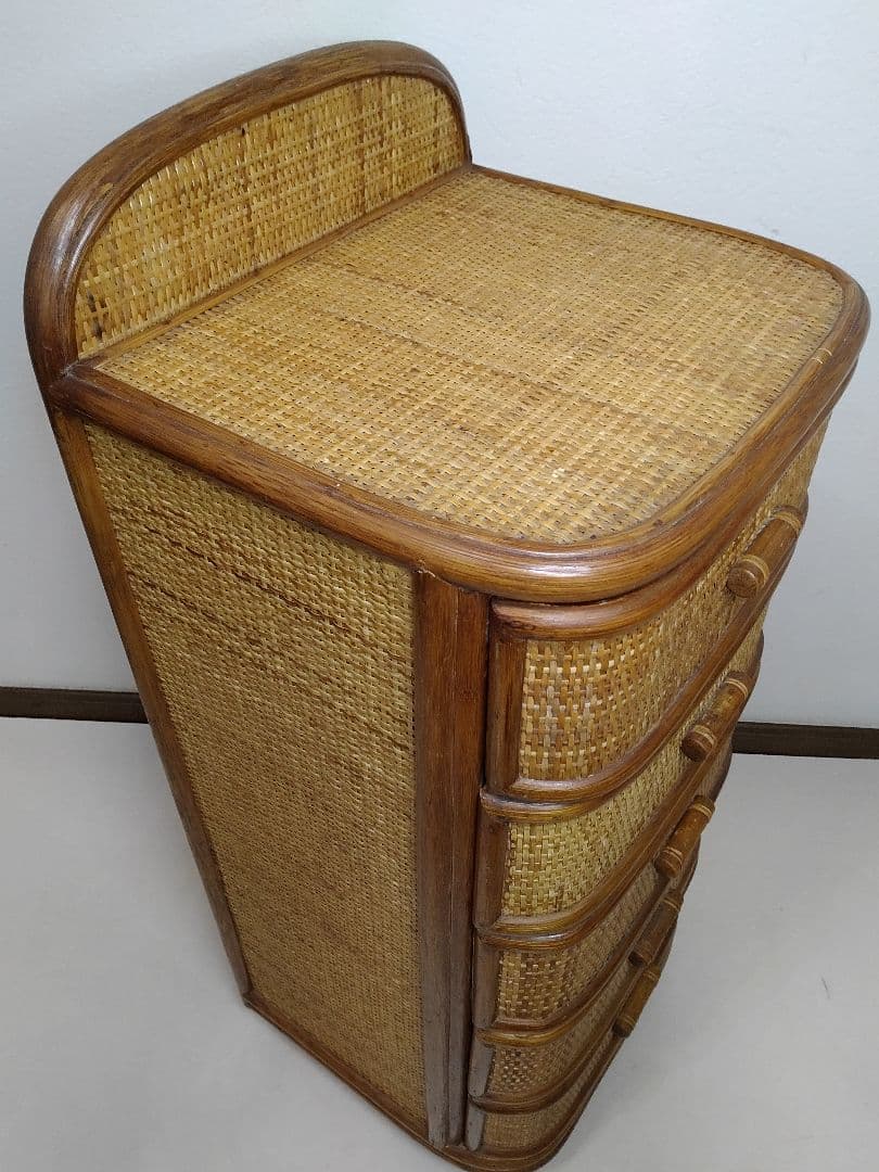 kazama カザマ 籐 ラタン チェスト ５段5杯 キャスター付 送料無料