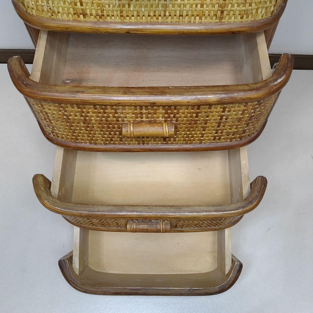 kazama カザマ 籐 ラタン チェスト ５段5杯 キャスター付 送料無料