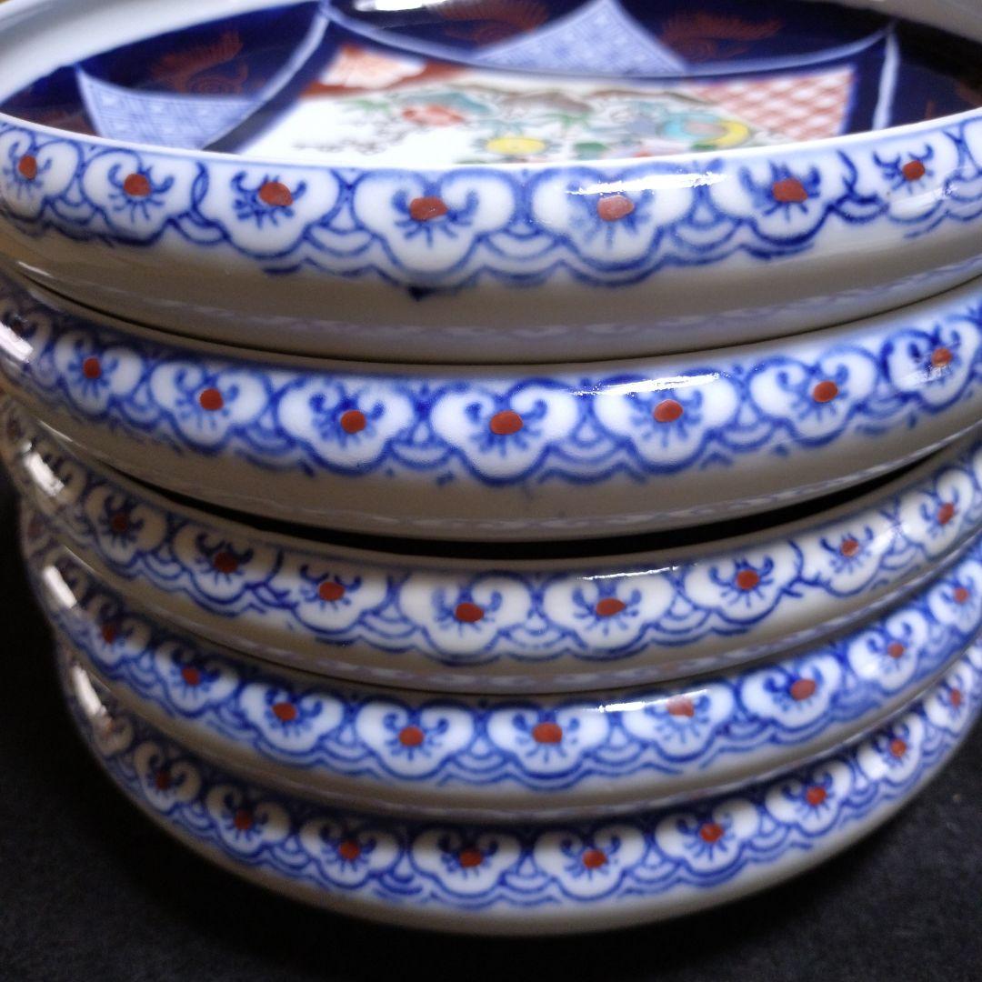 伊万里色絵丸皿　5枚