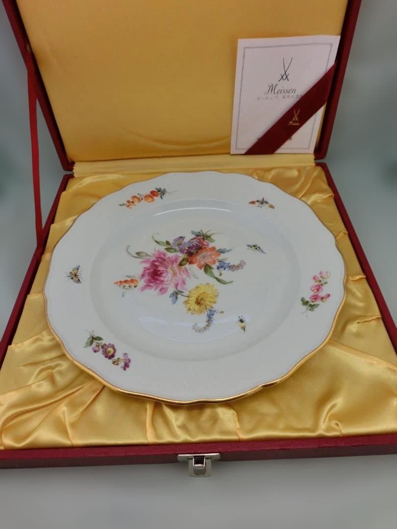 【マイセン】古い金彩花虫文プレート