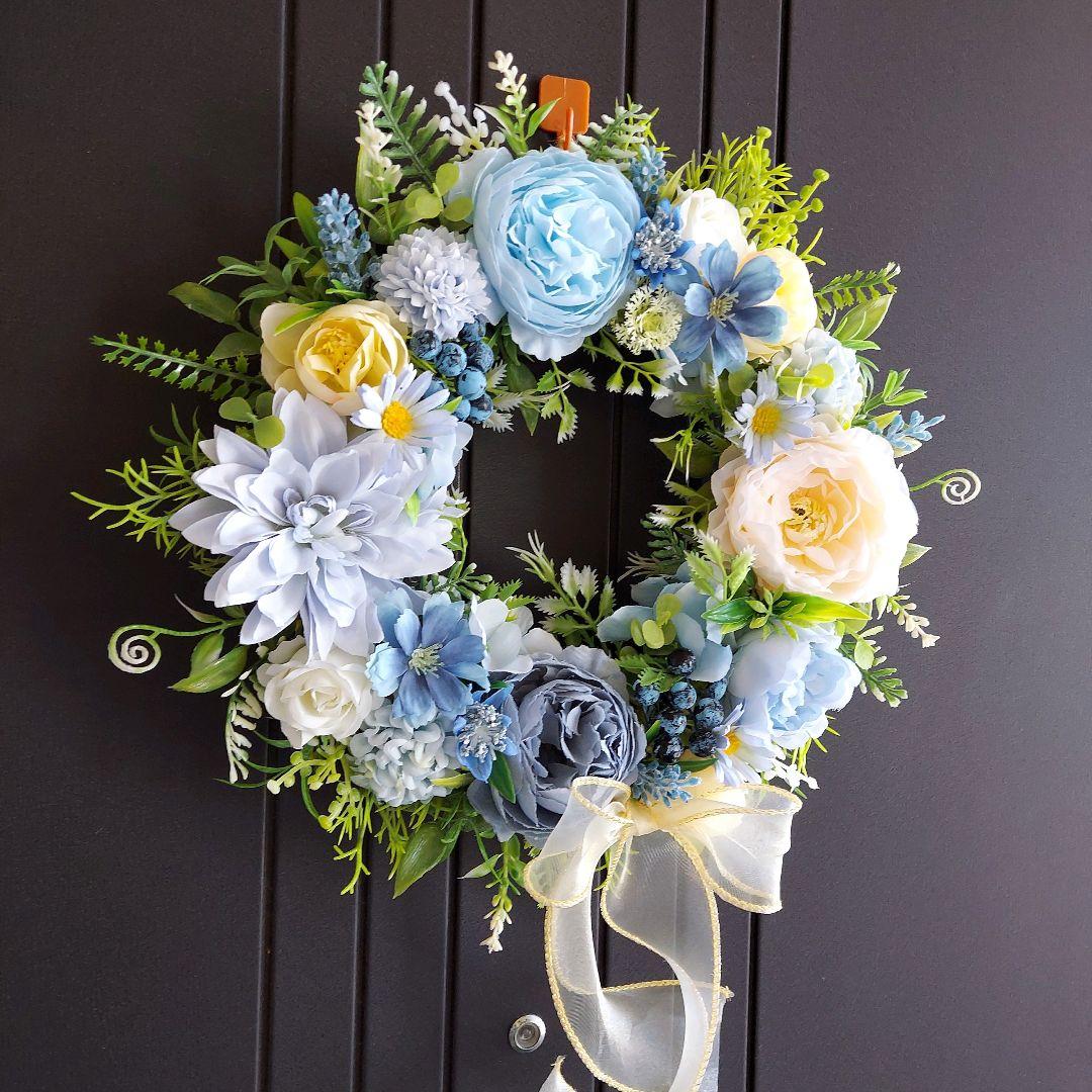 フラワーリース 春うらら8 可憐なお花たち5 玄関リース 母の日 造花