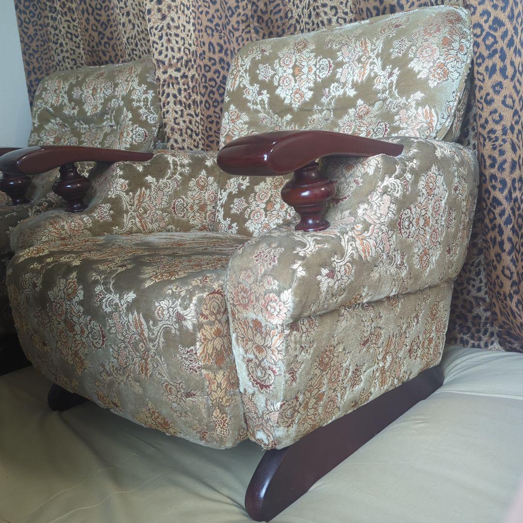 【☆美品☆】【高級シングルソファー】金華山織【※２脚ある内の１脚】①番