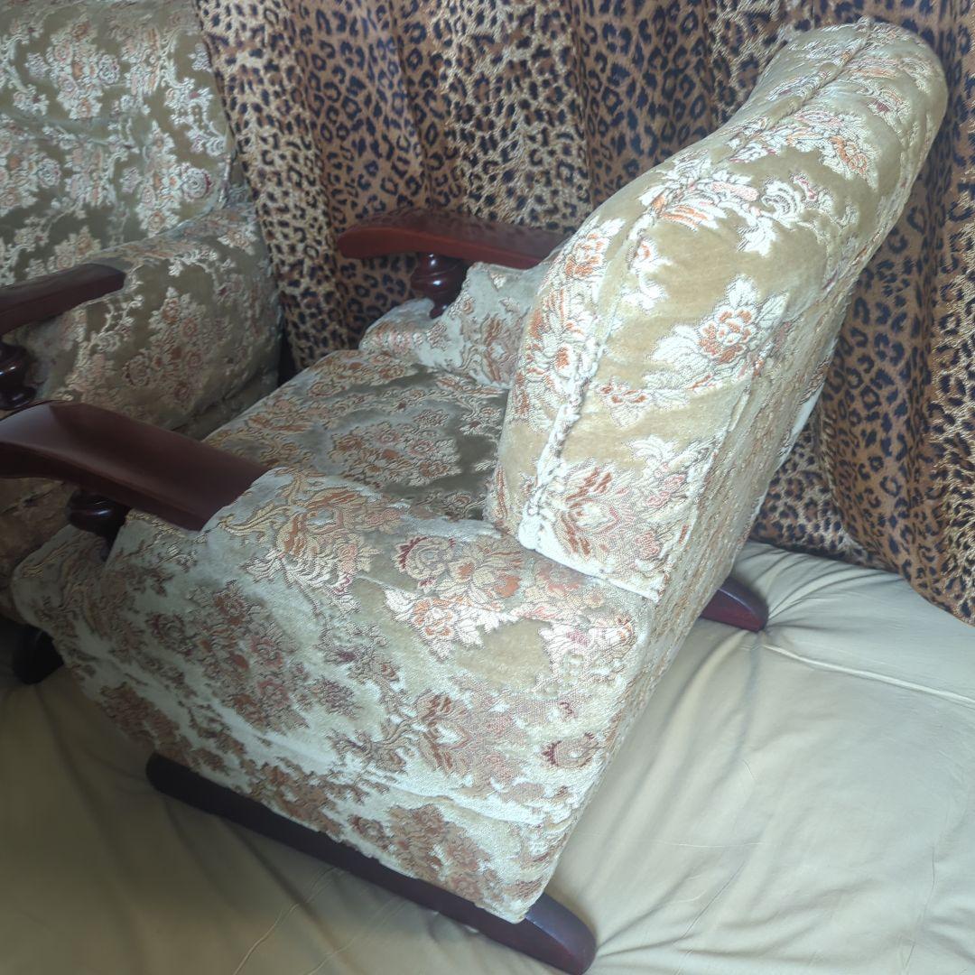 【☆美品☆】【高級シングルソファー】金華山織【※２脚ある内の１脚】①番