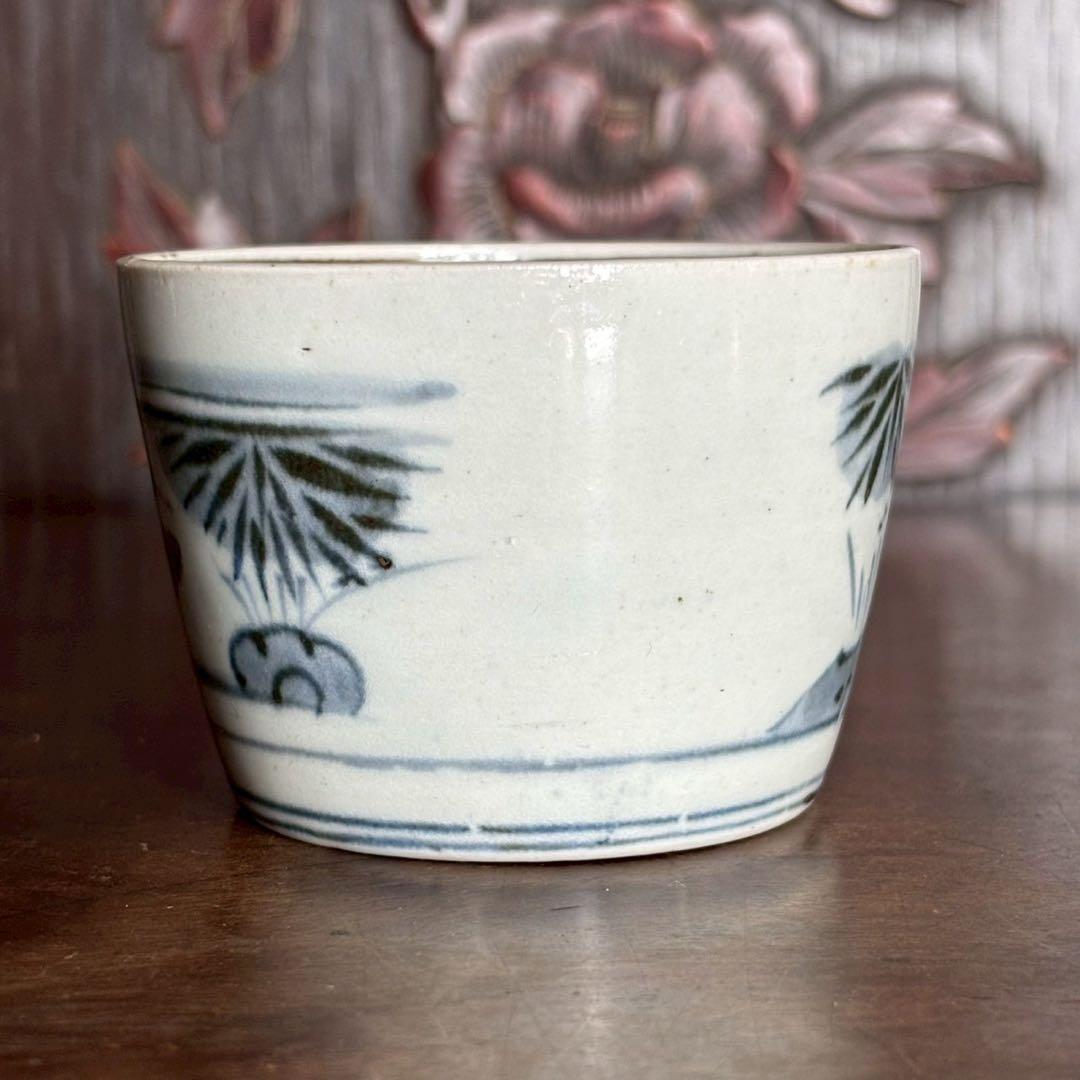 江戸時代　中期〜後期　古伊万里　雪中　筍掘り　図　蕎麦猪口　湯呑　酒器　コップ