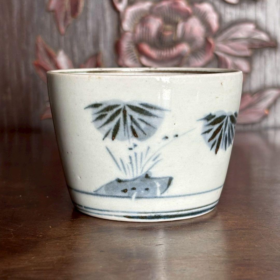 江戸時代　中期〜後期　古伊万里　雪中　筍掘り　図　蕎麦猪口　湯呑　酒器　コップ