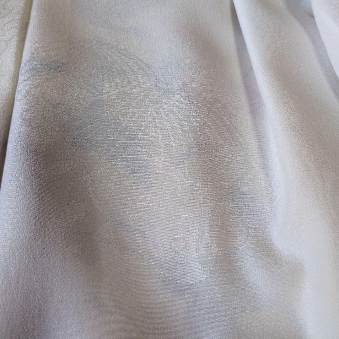 七五三３歳正絹アイボリー地に鶴柄手縫いの被布（中綿無し）