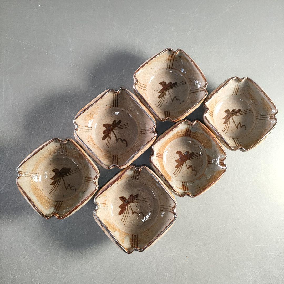 A1377-5/十三代中里太郎右衛門窯/絵唐津向付6客/共箱/銘々皿/懐石道具/