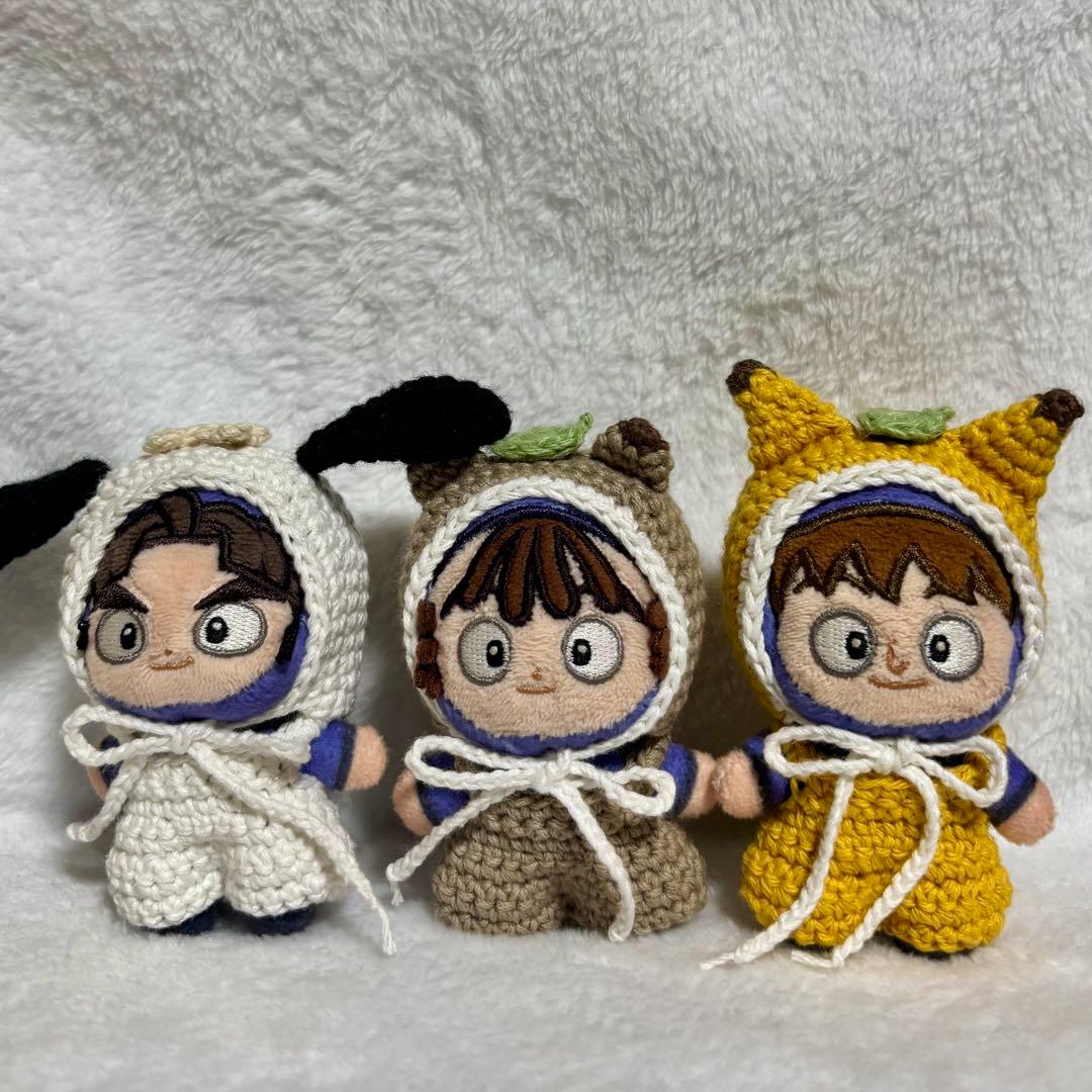 [もち様]ほわぬい　8cmサイズぬい服　たぬき、きつね、いぬセット