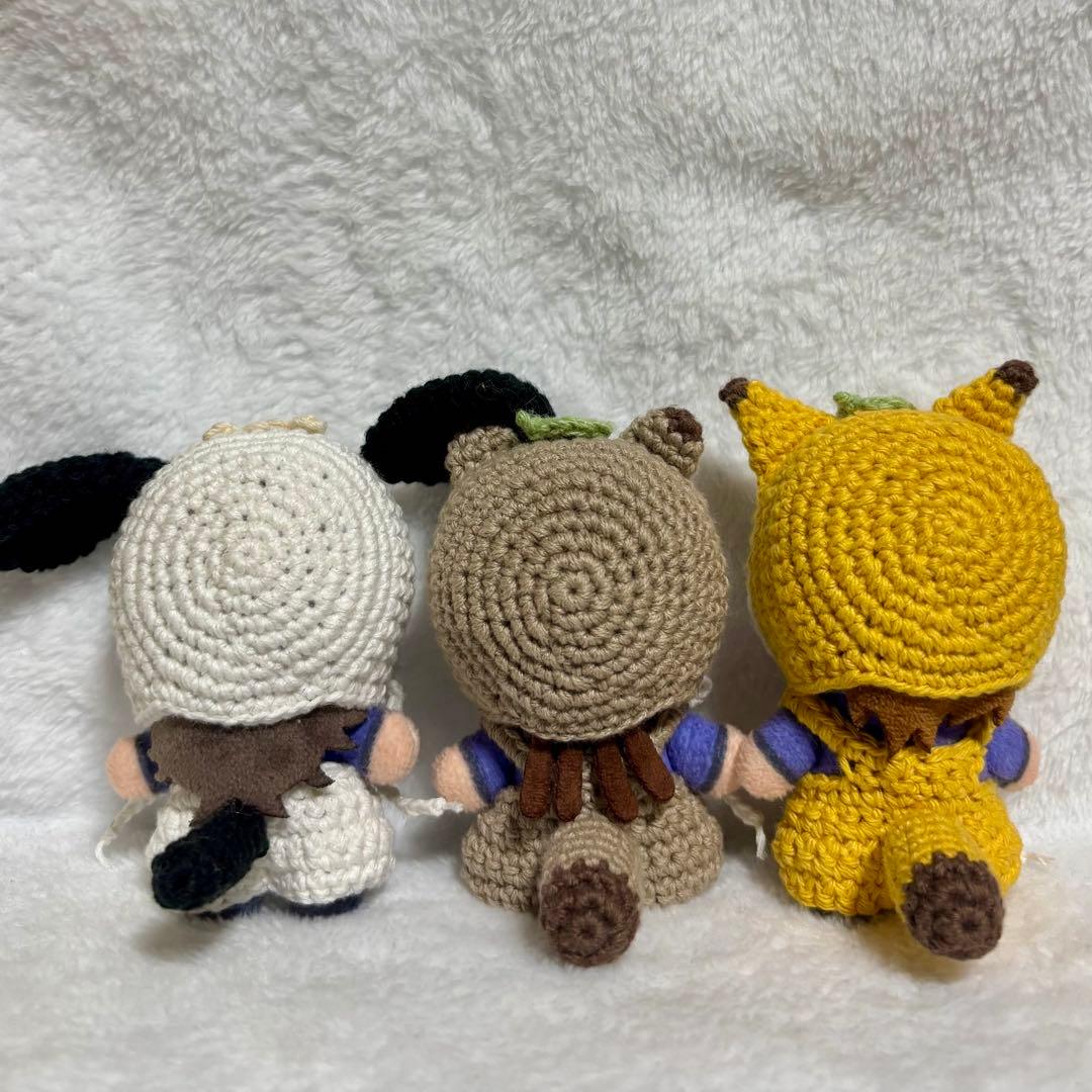 [もち様]ほわぬい　8cmサイズぬい服　たぬき、きつね、いぬセット